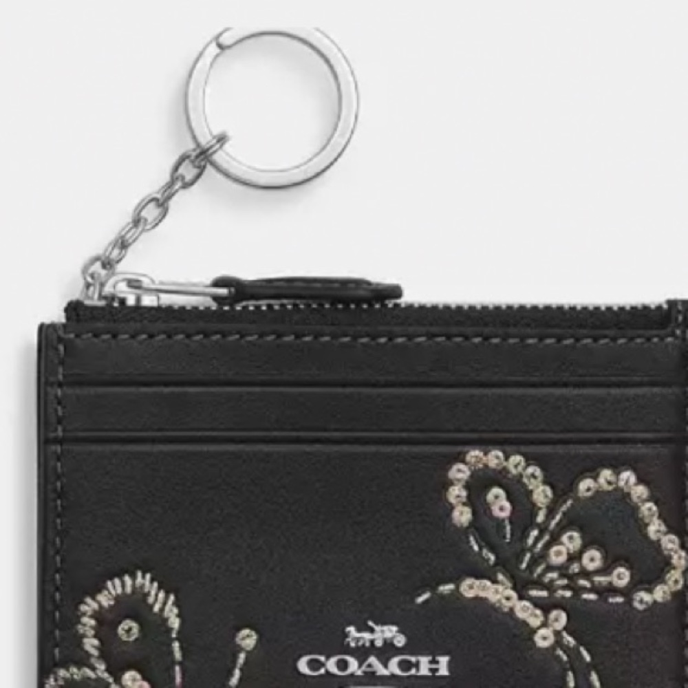 Coach Black Card Holder with Crystal silver Butterflies - Picture 4 of 9